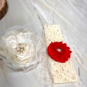 Head band with red rose or leg garter never used